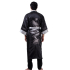 Silver-Black Japanese Reversible Satin Kimono Robe for Men QKW1M